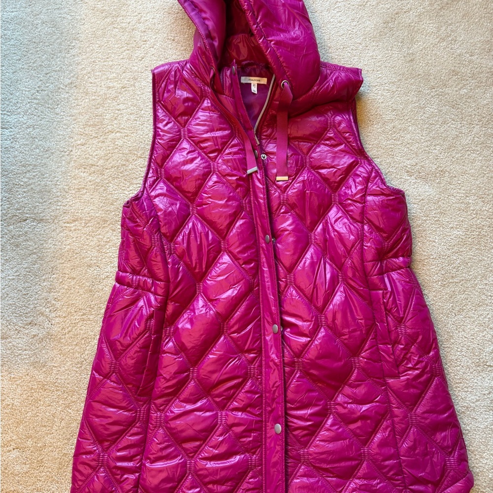 Maurices Fuchsia Quilted Hooded Vest